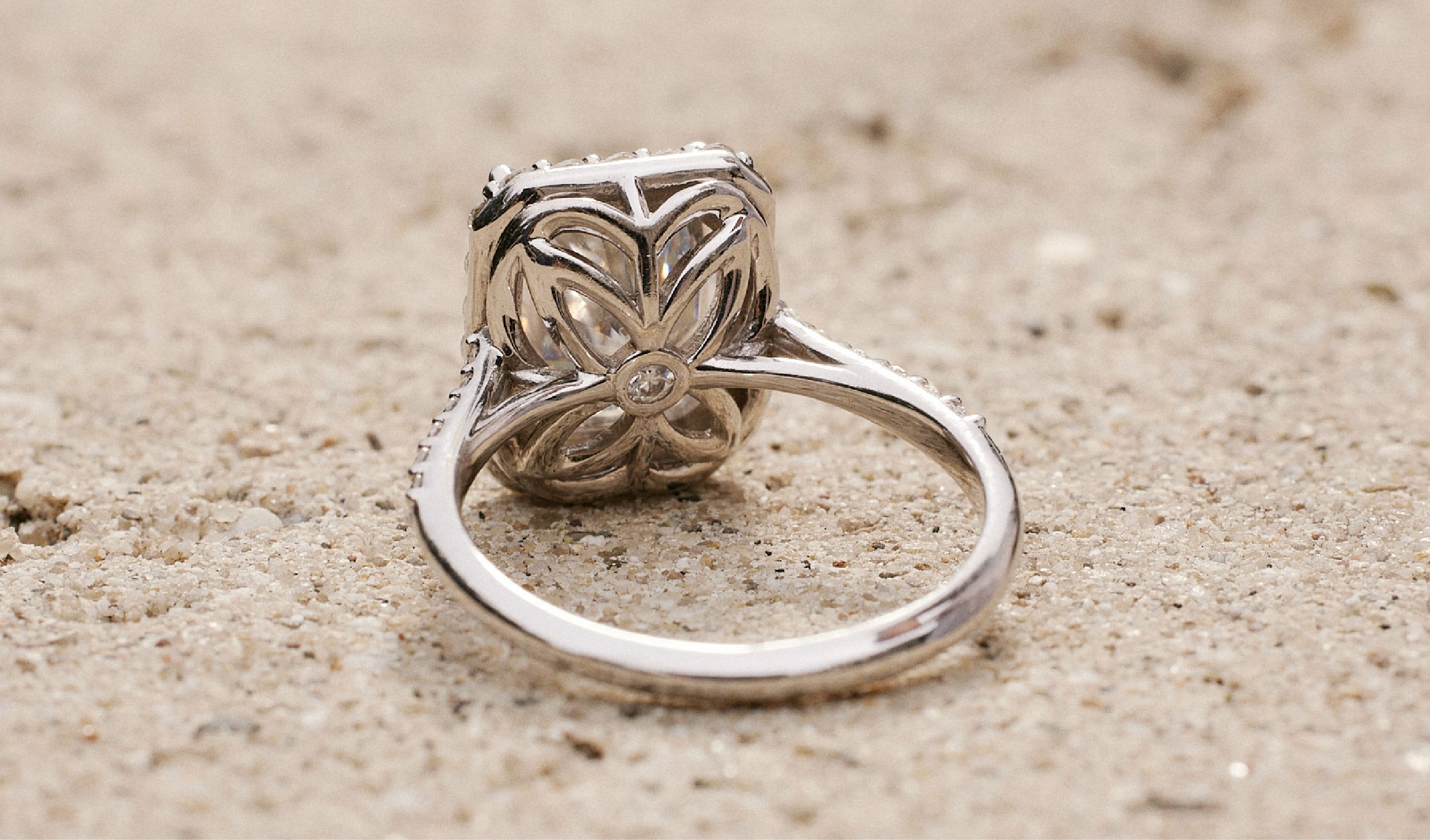 A ring sitting on concrete