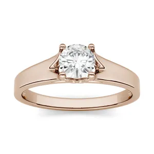 1.00 CTW DEW Round Forever One Moissanite Solitaire Peg Ring in 14K Rose Gold image, 
