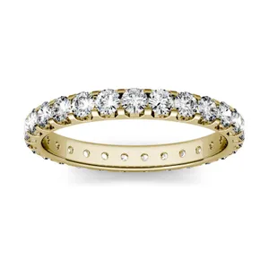 0.96 CTW DEW Round Forever One Moissanite Eternity Band in 14K Yellow Gold image, 