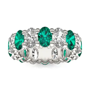 Oval Alternating Basket Emerald Eternity Band image, 
