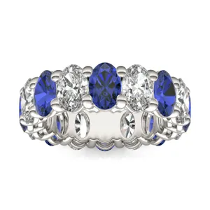 Oval Alternating Basket Sapphire Eternity Band image, 