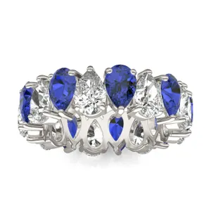 Pear Alternating Sapphire Eternity Band image, 