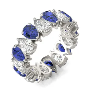 Pear Alternating Sapphire Eternity Band image, 