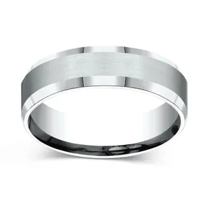Beveled Edge Satin Finish Wedding Ring image, 