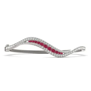 Ruby Accented Feather Bangle Bracelet image, 