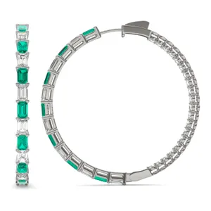 Dyad Alternating Emerald Hoop Earrings image, 