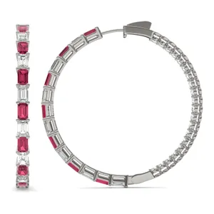 Dyad Alternating Ruby Hoop Earrings image, 
