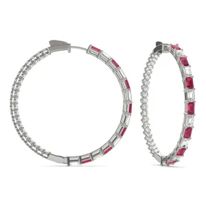 Dyad Alternating Ruby Hoop Earrings image, 