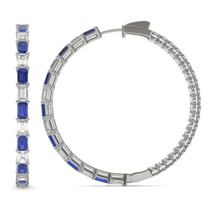 Dyad Alternating Sapphire Hoop Earrings image, 