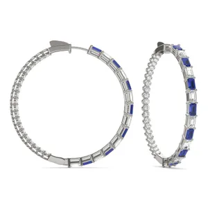 Dyad Alternating Sapphire Hoop Earrings image, 