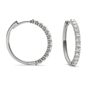 Classic Shared Prong Midi Hoop Earrings image, 