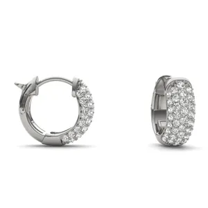 Pavé Domed Huggie Hoop Earrings image, 