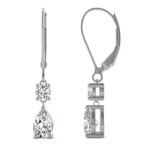 Two Stone Leverback Drop Earrings image, 