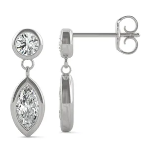 Petite Bezel Drop Earrings image, 