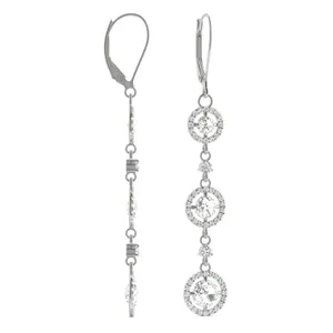 Triple Tier Halo Drop Earrings image, 