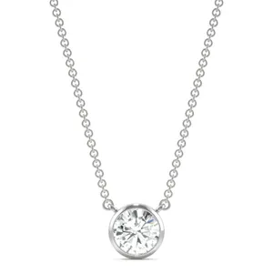 Round Hearts & Arrows Signature Bezel Necklace image, 