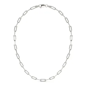 Single Pavé Paperclip Chain Necklace image, 