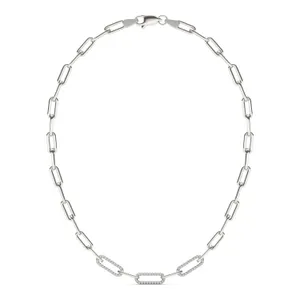 Triple Pavé Paperclip Chain Necklace image, 