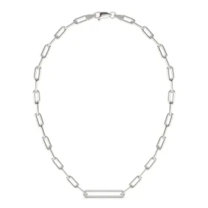 Elongated Pavé Paperclip Chain Necklace image, 