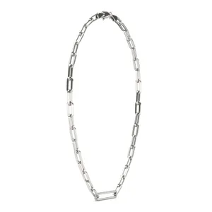 Elongated Pavé Paperclip Chain Necklace image, 
