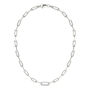 Single Pavé Paperclip 24 in. Chain Necklace image, 