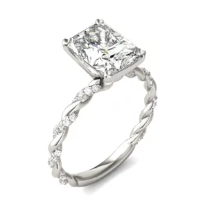 Radiant Accented Rope Engagement Ring image, 
