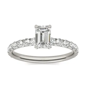 Emerald Classic Side-Stone Engagement Ring image, 