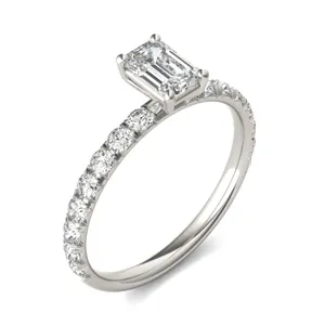 Emerald Classic Side-Stone Engagement Ring image, 