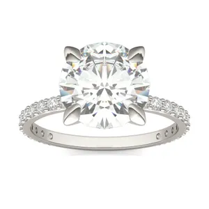 Round Brilliant Martini Accented Engagement Ring image, 