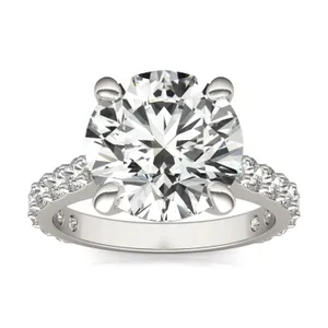 Round Brilliant Claw Prong Cathedral Side-Stone Exotic Engagement Ring image, 