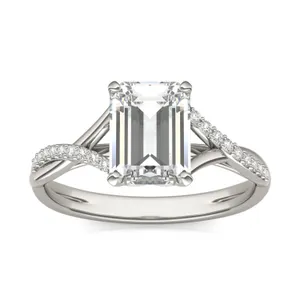 Emerald Signature Twisted Side-Stone Engagement Ring image, 