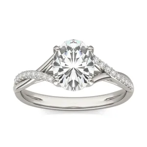 Oval Signature Twisted Side-Stone Engagement Ring image, 