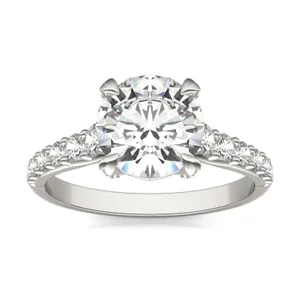 Round Brilliant Luxe Accented Trellis Engagement Ring image, 