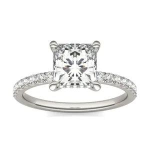 Princess Classic Accented Hidden Halo Engagement Ring image, 