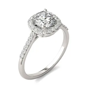 Cushion Hearts & Arrows Signature Accented Halo Engagement Ring image, 