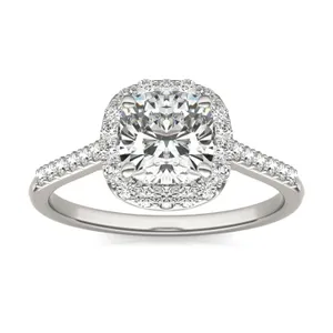Cushion Signature Accented Halo Engagement Ring image, 