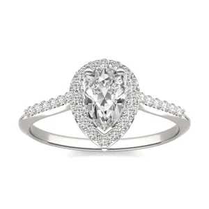 Pear Signature Accented Halo Engagement Ring image, 