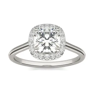 Cushion Hearts & Arrows Signature Halo Engagement Ring image, 