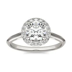 Round Hearts & Arrows Signature Halo Engagement Ring image, 