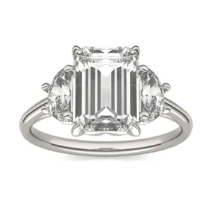 Emerald Signature Half Moon Three-Stone Engagement Ring image, 
