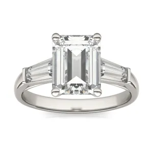 Emerald Signature Tapered Baguette Three-Stone Engagement Ring image, 
