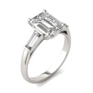 Emerald Signature Tapered Baguette Three-Stone Engagement Ring image, 
