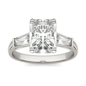 Radiant Signature Tapered Baguette Three-Stone Engagement Ring image, 