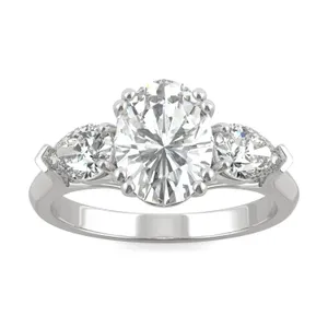 Oval Traditional Pear Three-Stone Engagement Ring image, 