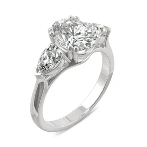 Oval Traditional Pear Three-Stone Engagement Ring image, 