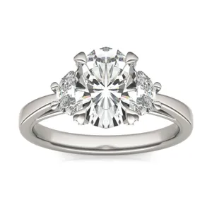 Oval Luxe Half Moon Three-Stone Engagement Ring image, 