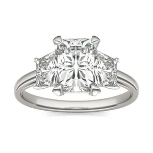 Radiant Luxe Trapezoid Three-Stone Engagement Ring image, 