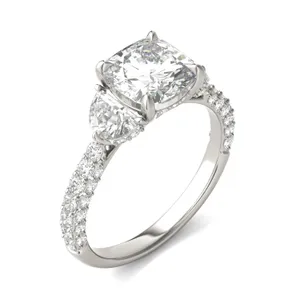 Cushion Lumina Three-Stone Engagement Ring image, 