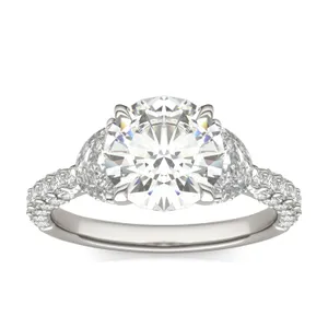 Round Brilliant Lumina Three-Stone Engagement Ring image, 