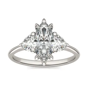 Marquise Claw Prong Trillion Three-Stone Engagement Ring image, 